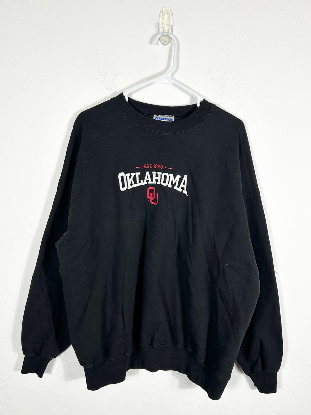 👁️Vintage 90s Hanes Ultimate Cotton Oklahoma Sooners Crewneck Sweatshirt Black